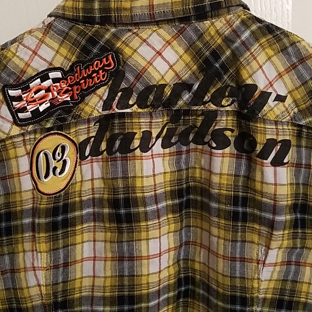 Harley Davidson Snap Shirt XL Patches Embr…